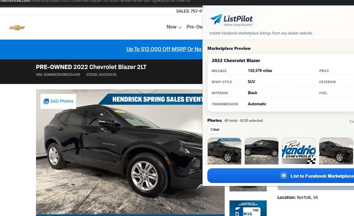 ListPilot preview showing the listing review flow inside the extension