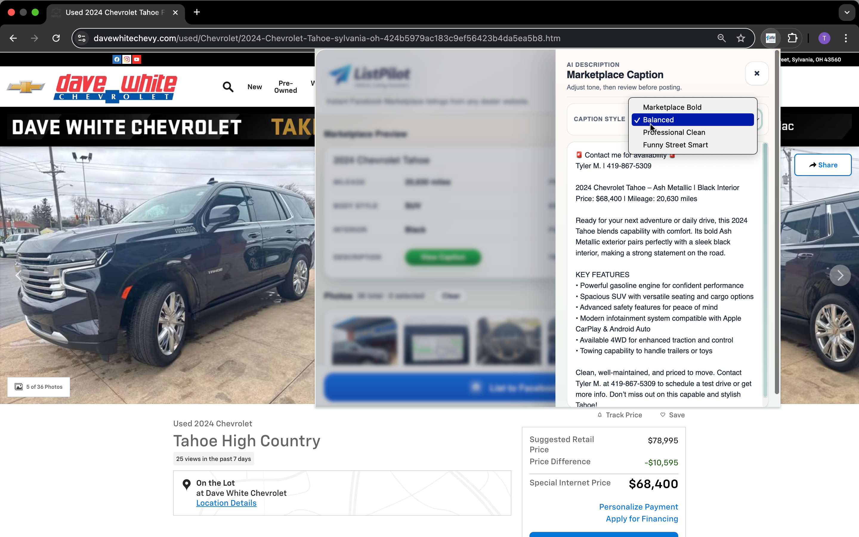 ListPilot AI description styles