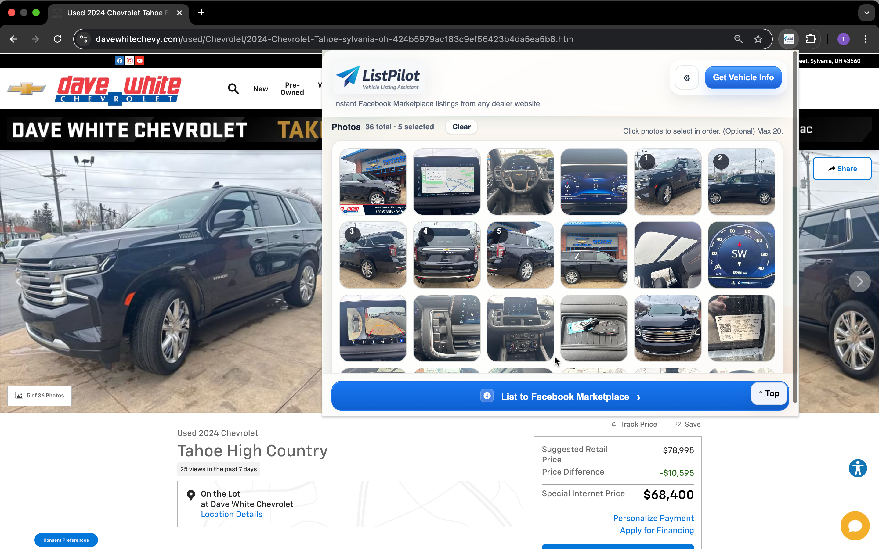 ListPilot photo selection grid